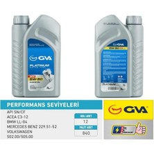 GVA Motor Yağı 5W30 1 Lt Platınum Partiküllü-Dpf Tam Sentetik Apı Sn/cf 12 Adet