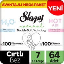 Sleepy Natural Double Soft Avantajlı Mega Paket Bebek Bezi 7 Numara Xxlarge 64 Adet