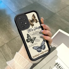 HONTINGA Samsung Galaxy A52S 5g ile Uyumlu Kılıfı Düşüme Önleyici Basitlik Anti Düşme Kamera Korumali Kelebek Siyah Desen Yumuşak Silikon Telefon Kılıfı Kadın ve Erkek Için Uygundur K2-0412