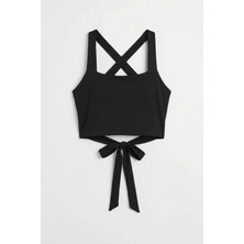 Lamodemapass Kadın Siyah Sırt Detaylı Crop Top BLZ-00099