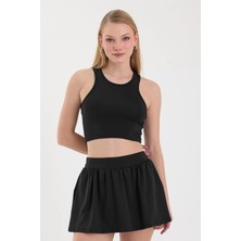 Lamodemapass Kadın Siyah Spor Crop Top BLZ-00188