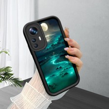 HONTINGA Xiaomi Mi 12T ile Uyumlu Kılıfı Düşüme Önleyici Basitlik Anti Düşme Kamera Korumali Manzara Siyah Desen Yumuşak Silikon Telefon Kılıfı Kadın ve Erkek Için Uygundur K2-0416