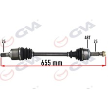 GVA Komple Aks Sol Hyundaı I20 1.2l G4LA 08-15 Abs Li 25X25 - Abs 48 Diş Komple Boy 655MM