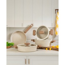 Lavonni Valeria Granit Ezme Tencere Seti 7 Parça - Cappucıno