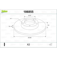 Valeo Arka Fren Aynası Astra H L67 0414 Combo C 0111 Merıva A 0310 264X10X4DL Dolu
