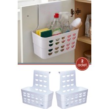 Flora 2 Adet Askılı Düzenleyici, Asılabilir Mutfak Banyo Temizlik Dolap Kapağı Organizer Sepet (25X15X25CM)