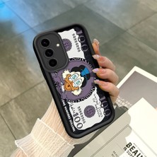 HONTINGA Samsung Galaxy A56 ile Uyumlu Kılıfı Düşüme Önleyici Basitlik Anti Düşme Kamera Korumali Yaratıcı Siyah Desen Yumuşak Silikon Telefon Kılıfı Kadın ve Erkek Için Uygundur K2-0415