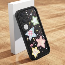 HONTINGA Vıvo Y31 5g ile Uyumlu Kılıfı Düşüme Önleyici Basitlik Anti Düşme Kamera Korumali Şirin Kedi Yıldız Siyah Desen Yumuşak Silikon Telefon Kılıfı Kadın ve Erkek Için Uygundur K2-0454