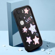 HONTINGA Vıvo Y31 5g ile Uyumlu Kılıfı Düşüme Önleyici Basitlik Anti Düşme Kamera Korumali Şirin Kedi Yıldız Siyah Desen Yumuşak Silikon Telefon Kılıfı Kadın ve Erkek Için Uygundur K2-0454