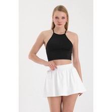 Lamodemapass Kadın Siyah Bisiklet Yaka Crop Top BLZ-00187