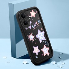 HONTINGA Vıvo V60 Lite ile Uyumlu Kılıfı Düşüme Önleyici Basitlik Anti Düşme Kamera Korumali Şirin Kedi Yıldız Siyah Desen Yumuşak Silikon Telefon Kılıfı Kadın ve Erkek Için Uygundur K2-0454
