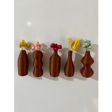 Serüven Miniflora - 5'li Magnetli Mini Vazo - Çikolata Kahve - Buzdolabı Süsü