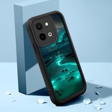 HONTINGA Vivo Y28 ile Uyumlu Kılıfı Düşüme Önleyici Basitlik Anti Düşme Kamera Korumali Şirin Kedi Manzara Siyah Desen Yumuşak Silikon Telefon Kılıfı Kadın ve Erkek Için Uygundur K2-0416