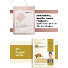 Dermal 3 Katmanlı Rose Göz Maskesi ve Beyazlatıcı Nemlendirici Altın Özlü Kolajen Maske Seti