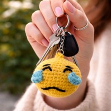 Uretti - Tuğba 9352 8987 El Yapımı Örgü Ağlayan Yüz Emoji Model Anahtarlık