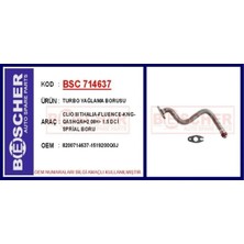 Bescher Turbo Yağlama Borusu Clıo Iıı Thalıa-Fluence-Kng-Qashqaı 2 08 > 1.5 Dci