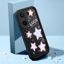 HONTINGA Vivo X200 Fe ile Uyumlu Kılıfı Düşüme Önleyici Basitlik Anti Düşme Kamera Korumali Şirin Kedi Yıldız Siyah Desen Yumuşak Silikon Telefon Kılıfı Kadın ve Erkek Için Uygundur K2-0454