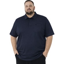 Battal Moda Battalmoda Erkek Büyük Beden Polo Yaka Lacivert  Kısa Kollu Pike Tişört 3xl-4xl-5xl-6xl-7xl-8xl