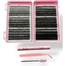 Fontenay Takma Kirpik Seti Yapıştırıcı, Sabitleyici, Cımbız ve Kirpik Fırçasıyla 580 Adet Kirpik Tutamı