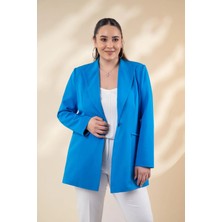 Roxxlen 122262 Cep Fermuarlı Blazer Ceket Saks