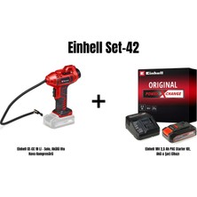 Einhell Set-42 (Einhell Ce-Cc 18 Li - Solo, Akülü Oto Hava Kompresörü+Einhell 18V 2,5 Ah Pxc Starter Kit, Akü & Şarj Cihazı)
