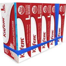 Kafem Beyaz Vinil Eldiveni Pudrasız (L) 100 Adet x 5 Paket