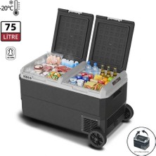 Iceco MCD75D 12/24VOLT 75 Litre Kompresörlü Çift Bölmeli Tekerlekli Outdoor Oto Buzdolabı/dondurucu
