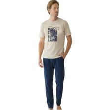 Royam Donwear Erkek %100 Pamuk Penye Yazlık Kısa Kollu Pijama Takımı