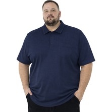 Battal Moda Battalmoda Erkek Büyük Beden Polo Yaka Melanj Lacivert Kısa Kollu Pike Tişört 3xl-4xl-5xl-6xl-7xl-8xl