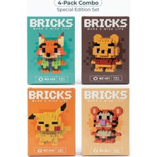 Bricks 4'lü Karma Figür Mikro Blok Seti - Pikachu, Tigger, Winnie The Pooh, Nick Wilde - Eğitici Yapım Oyuncağı