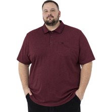 Battal Moda Battalmoda Erkek Büyük Beden Koyu Bordo  Polo Yaka Kısa Kollu Pike Tişört 3xl-4xl-5xl-6xl