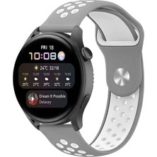 Magicool Watch 20MM Spor Delikli Kordon - Gri-Beyaz