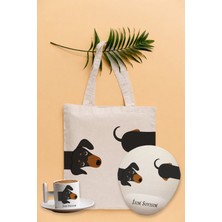 Texkid Kişiye Özel Köpek Tasarımlı Bez Çanta Mousepad ve Kahve Fincanı Set