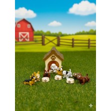 fyne Köpek Çiftliği Oyuncak Seti | 8 Farklı Köpek, Köpek Kulübesi ve Mama Kapları