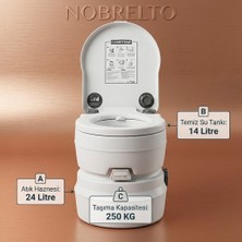 Nobrelto Camptime Pilli Portatif Tuvalet - 24 Lt Atık Hazneli 250 kg Kapasiteli Dalgıç Motorlu Sistem