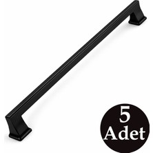 Badem10 Lüx Olifka Mat Siyah 320 mm Çekmece Kulp 5 Adet Set Dolap Kulbu Premium Tasarım Kolay Montaj