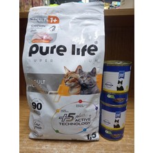 Pure Life Plus Yetişkin Kedi Kuru Mama Tavuklu 1.5 kg +2 adet 400 GRAM TAVUKLU KONSERVE