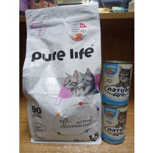 Pure Life Plus Hypoallergenıc Kısırlaştırılmış Kedi Kuru Mama Somon Balıklı 1.5kg+2 ADET 400 GRAM SOMONLU KONSERVE