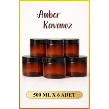 Alubrella Amber Kavanoz 500 ml - 6 Adet, Çok Amaçlı Saklama Kabı (Mutfak & Banyo)