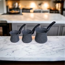 PremiumPort Şık 3'lü Granit Cezve Seti ile Kahve Keyfi Her Zaman Güzel