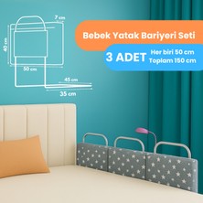 Miralay Yeni Nesil Yatak Bariyeri 50 x 40 Gri Yıldız ( 3 Adet )