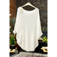 Sahnemoda Yarasa Çift Cepli Merserize Tunik Bluz