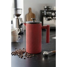 PremiumPort Kırmızı Döküm Demlik French Press 350 Ml, Şık ve Kullanışlı Tasarım