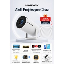 Harvox HY300 Pro Upgrade Projeksiyon Cihazı Taşınabilir Android Sistemli Wifi HDMI USB Destekli Perde Hediyeli Projektör