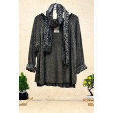 Sahnemoda Leoparlı Şallı  Ikili Tiftik Ithal Bluz