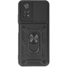 Sylar Poco M4 Pro 4g Kılıf Pars Lens Yüzüklü Silikon - Siyah