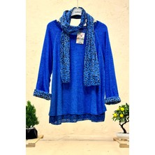 Sahnemoda Leoparlı Şallı  Ikili Tiftik Ithal Bluz