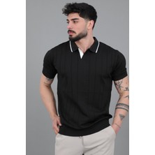 Stil Kombin Apaç Yaka Çizgi Desen Tişört Jrx 1003_30496