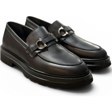 Zueofficial Siyah Hakiki Deri Erkek Loafer Ayakkabı
