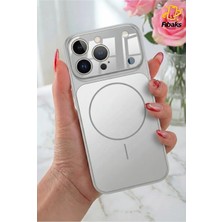 Fibaks iPhone 16 Pro Max Kılıf 17 Pro Max Çevirici Magsafe Kamera Lens Korumalı Camlı Dönüştürücü Gümüş